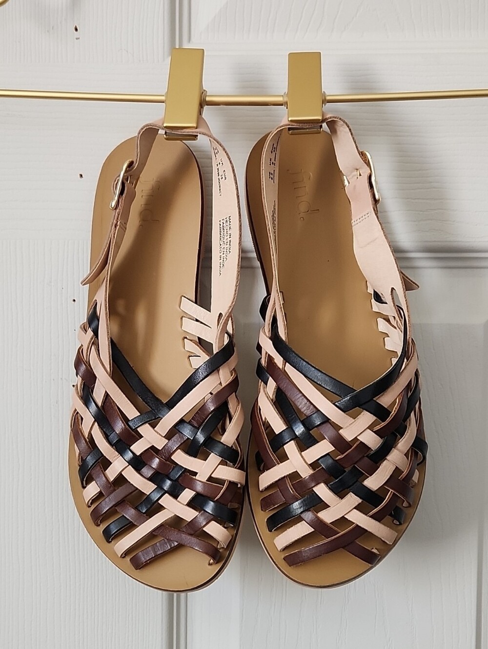 Find Woven Multi-Color Leather Slingback Sandals - Women Size 8.5